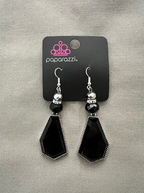 paparazzi Black Faceted Geo Drop Earrings